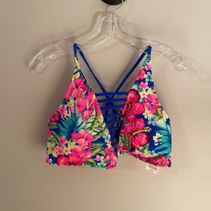 Neon floral Plus size bikini top